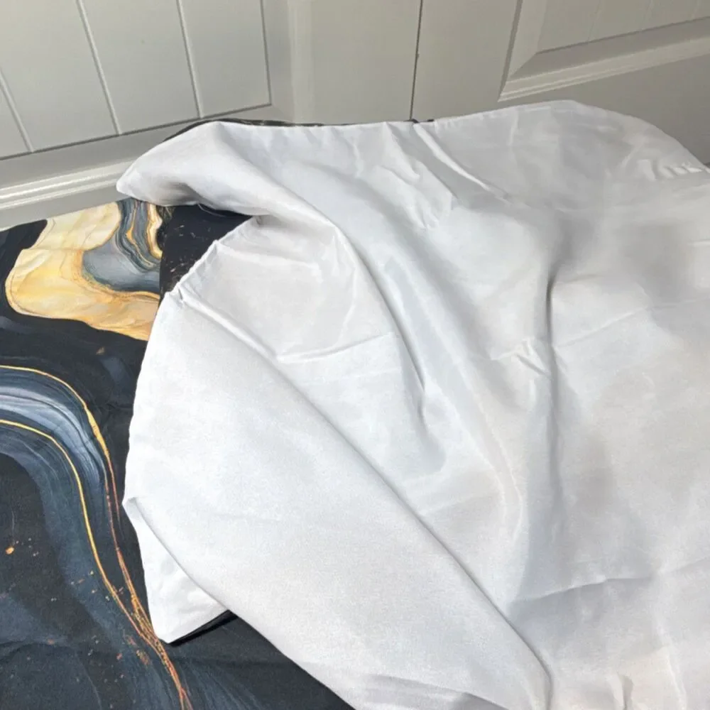 Pillowcases (4)Abstract Black Gold Blue Duvet Cover Polyester Modern Zip Closure